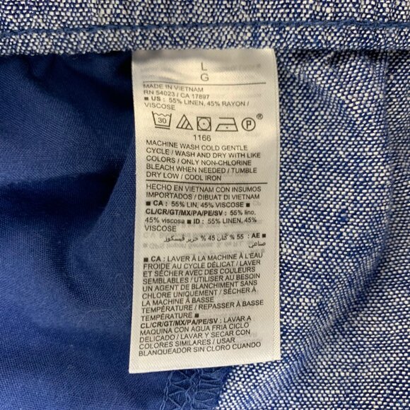 Old Navy Blue Chambray Linen Blend High Rise Pull On Shorts L - Picture 4 of 5